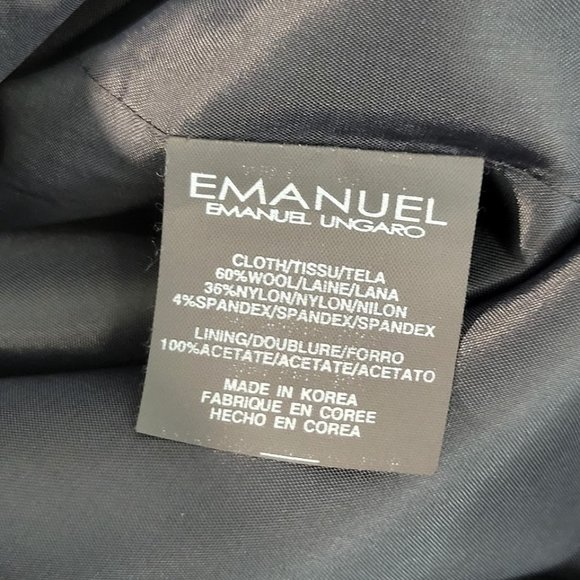 EMANUEL UNGARO blazer full zipper round neck black Sz 8/42 - Picture 7 of 7